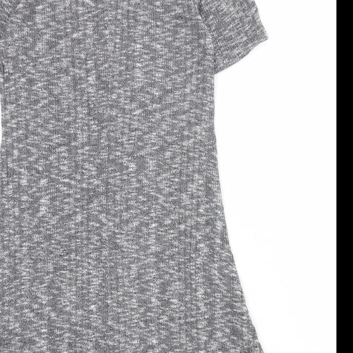 FOREVER 21 Womens Grey Polyester A-Line Size M Mock Neck Pullover