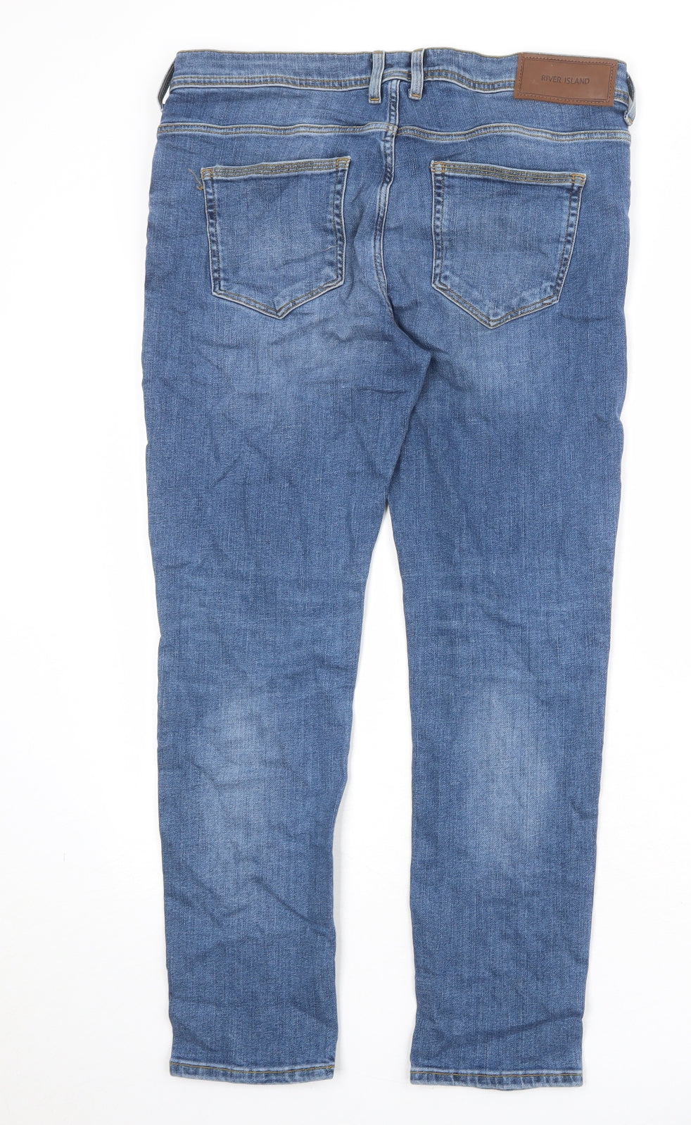 River Island Mens Blue Cotton Skinny Jeans Size 34 in Regular Zip