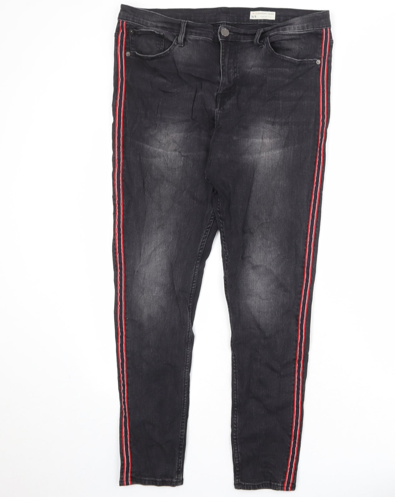 Red Herring Womens Black Cotton Skinny Jeans Size 16 Regular Zip