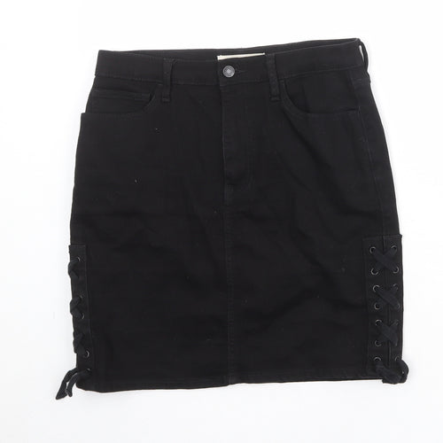 Gap Womens Black Cotton A-Line Skirt Size 29 in Zip