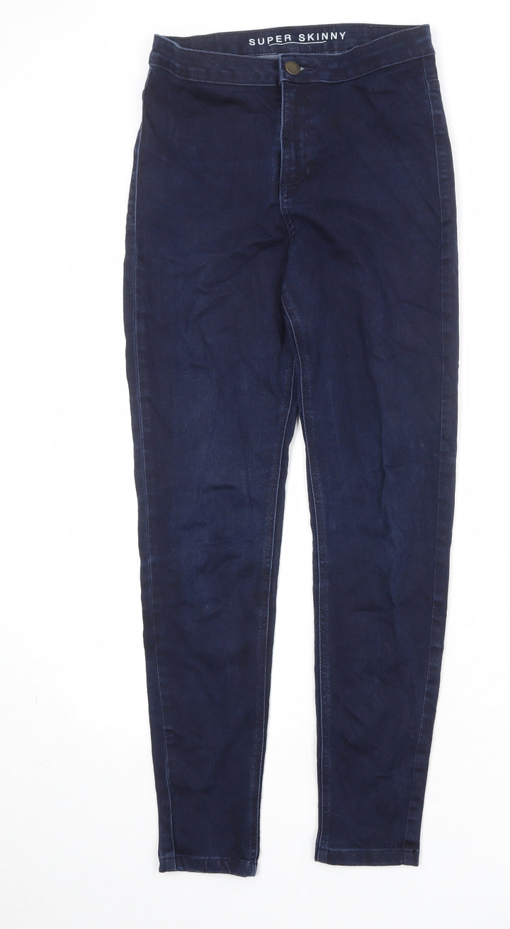 Marks and Spencer Womens Blue Cotton Skinny Jeans Size 10 Regular Zip