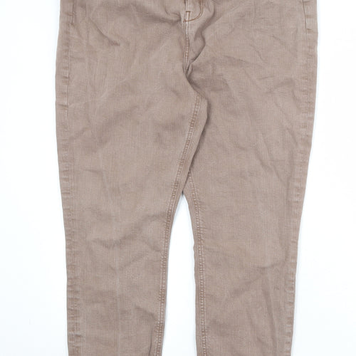 River Island Womens Brown Cotton Skinny Jeans Size 20 Regular Zip