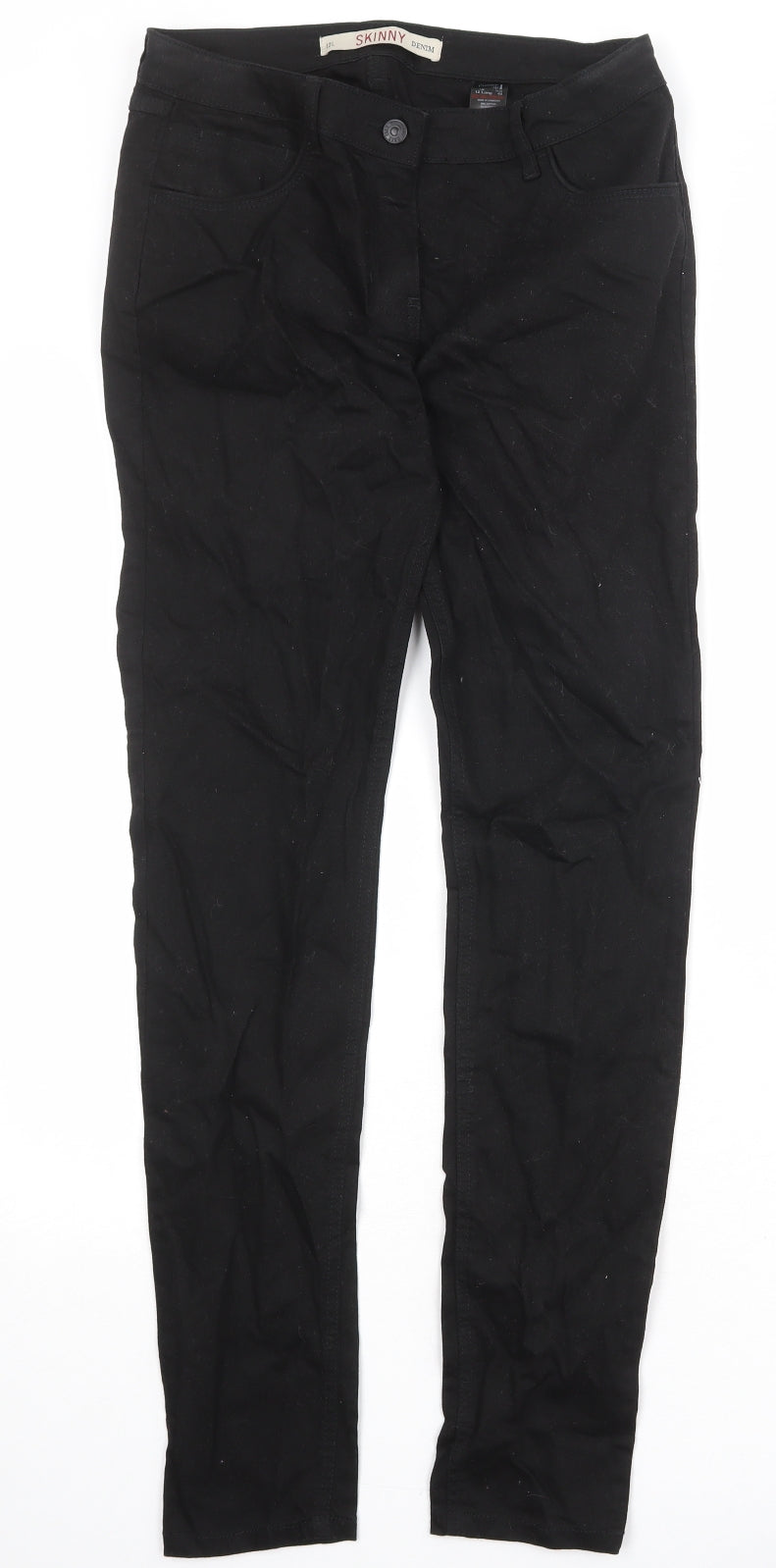 NEXT Womens Black Cotton Skinny Jeans Size 12 Regular Zip
