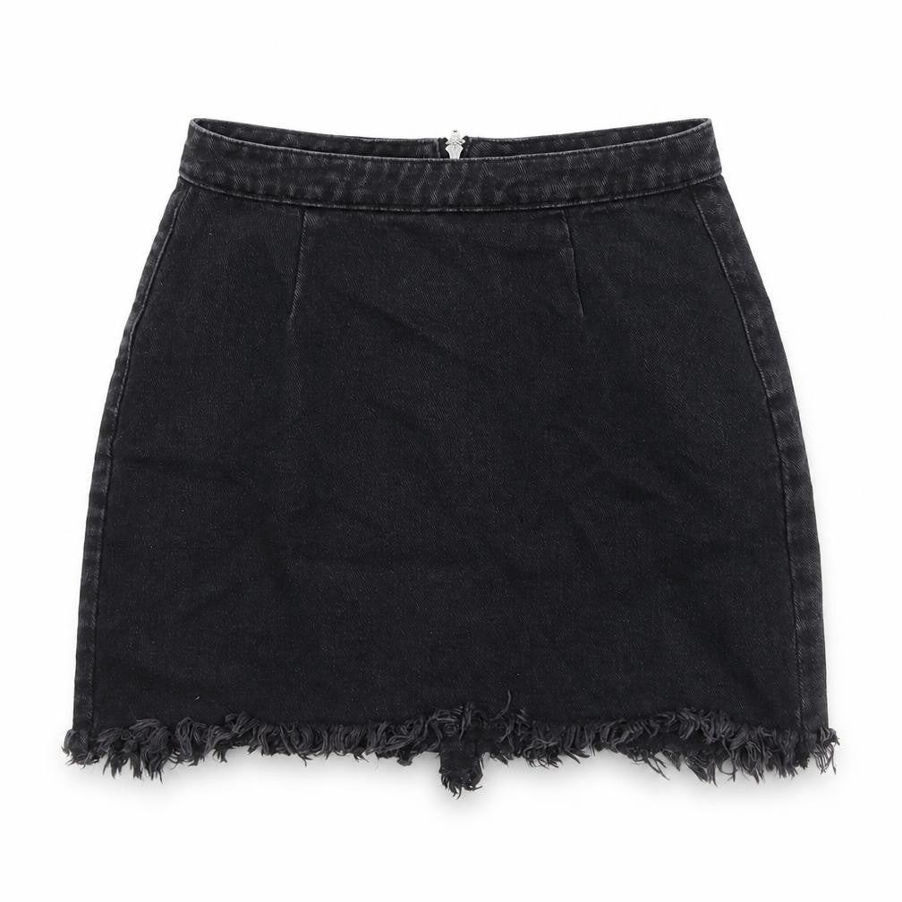 Missguided Womens Black Cotton A-Line Skirt Size 10 Zip