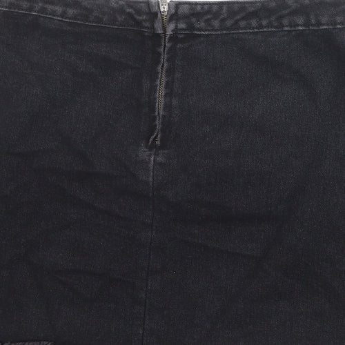 Missguided Womens Black Cotton A-Line Skirt Size 10 Zip