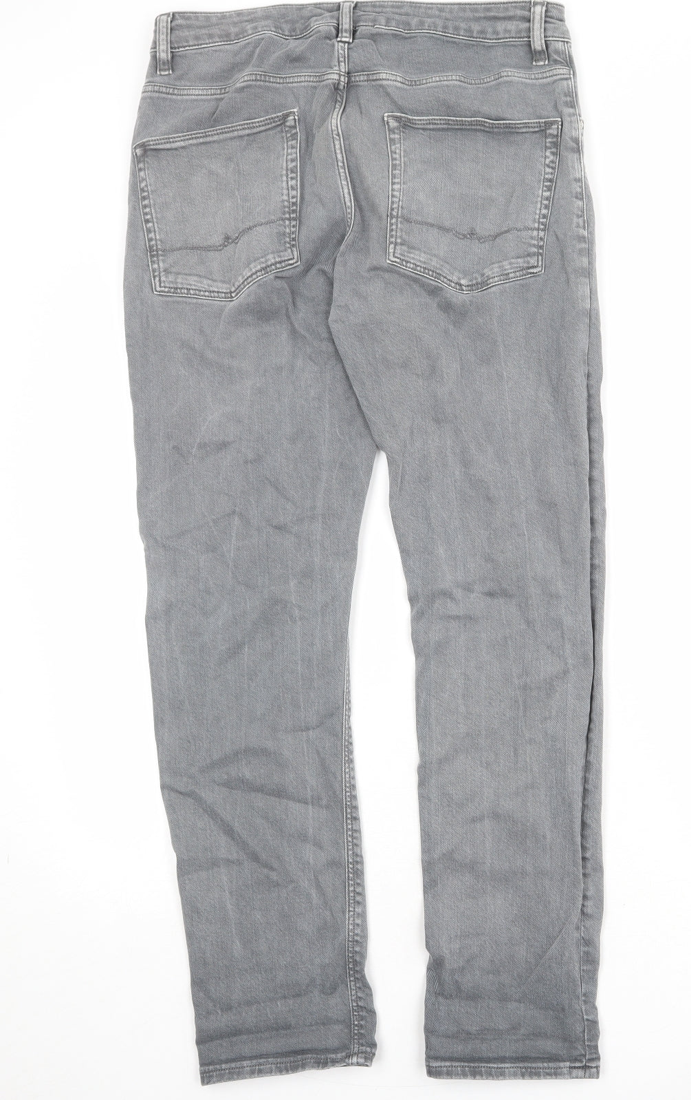 ASOS Mens Grey Cotton Straight Jeans Size 32 in Regular Zip