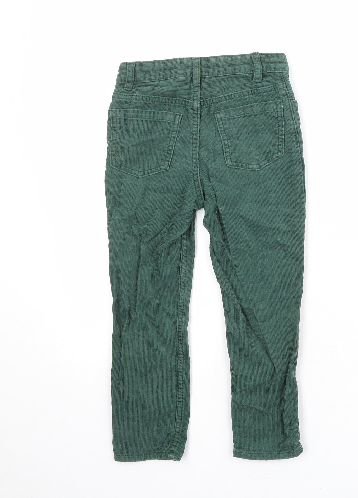 H&M Boys Green 100% Cotton Chino Trousers Size 4-5 Years Regular Zip