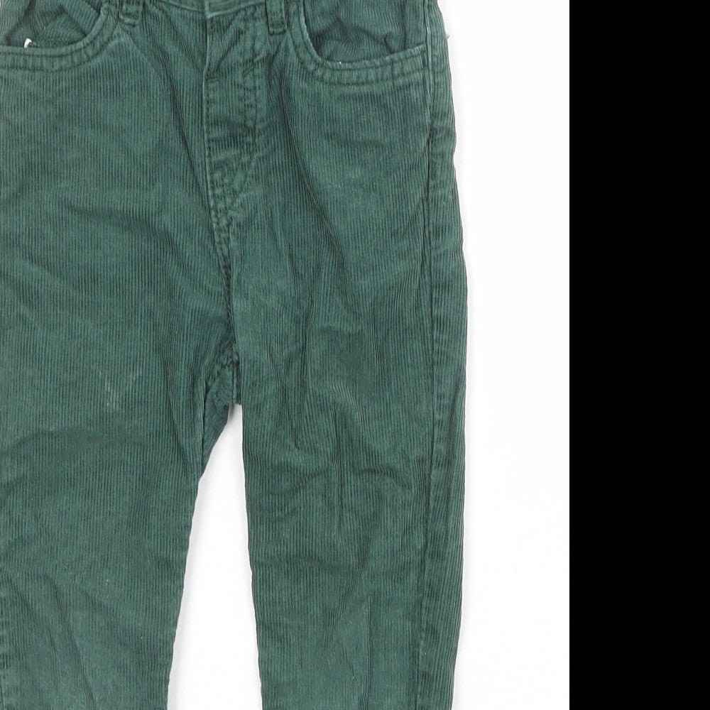 H&M Boys Green 100% Cotton Chino Trousers Size 4-5 Years Regular Zip