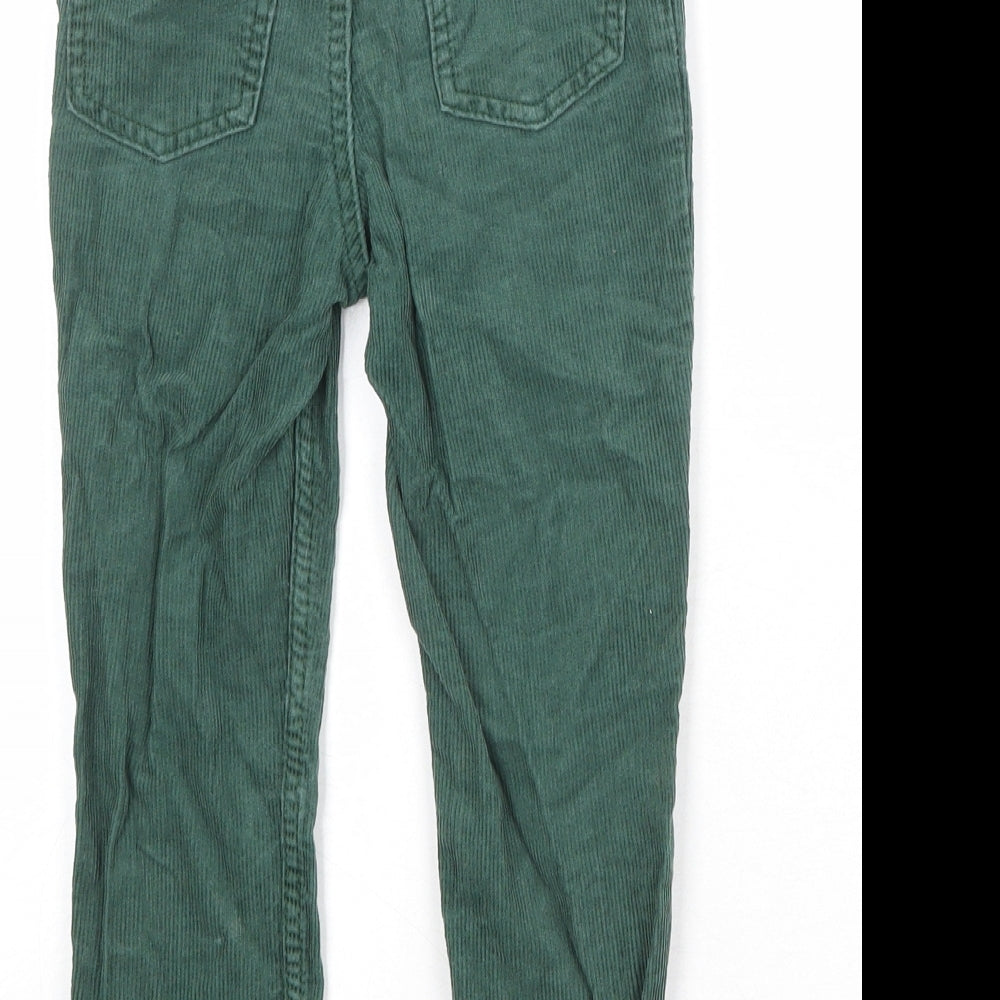 H&M Boys Green 100% Cotton Chino Trousers Size 4-5 Years Regular Zip