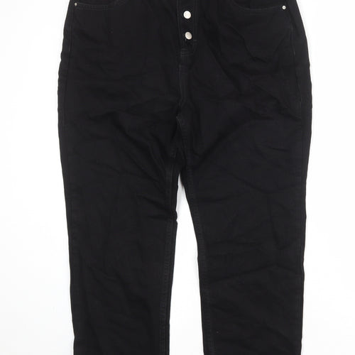 NEXT Womens Black Cotton Straight Jeans Size 16 Regular Zip