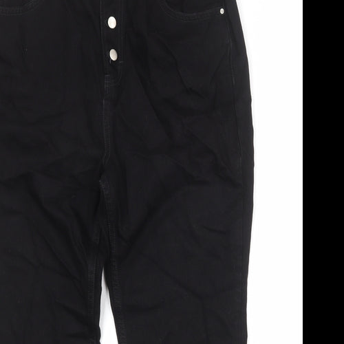 NEXT Womens Black Cotton Straight Jeans Size 16 Regular Zip