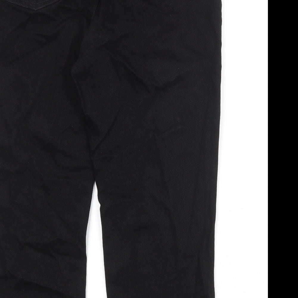 NEXT Womens Black Cotton Straight Jeans Size 16 Regular Zip