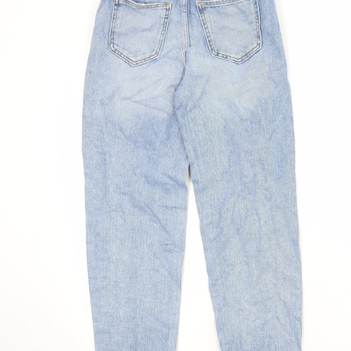 Zara Girls Blue 100% Cotton Straight Jeans Size 10 Years Regular Zip - Distressed
