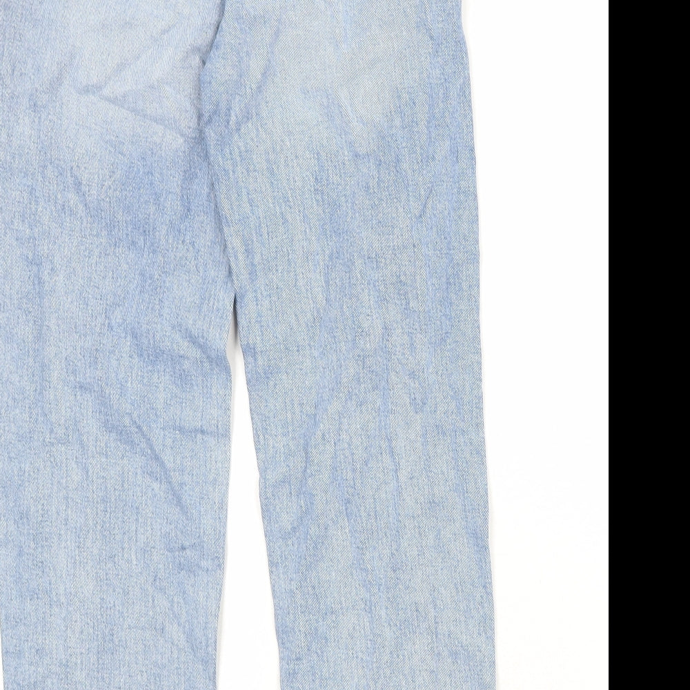 Zara Girls Blue 100% Cotton Straight Jeans Size 10 Years Regular Zip - Distressed