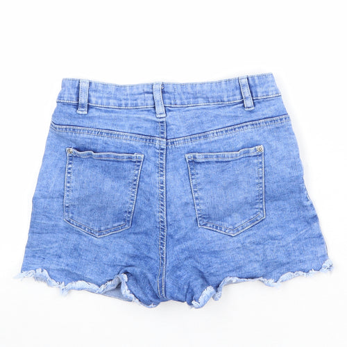 Select Womens Blue Cotton Cut-Off Shorts Size 6 Regular Button
