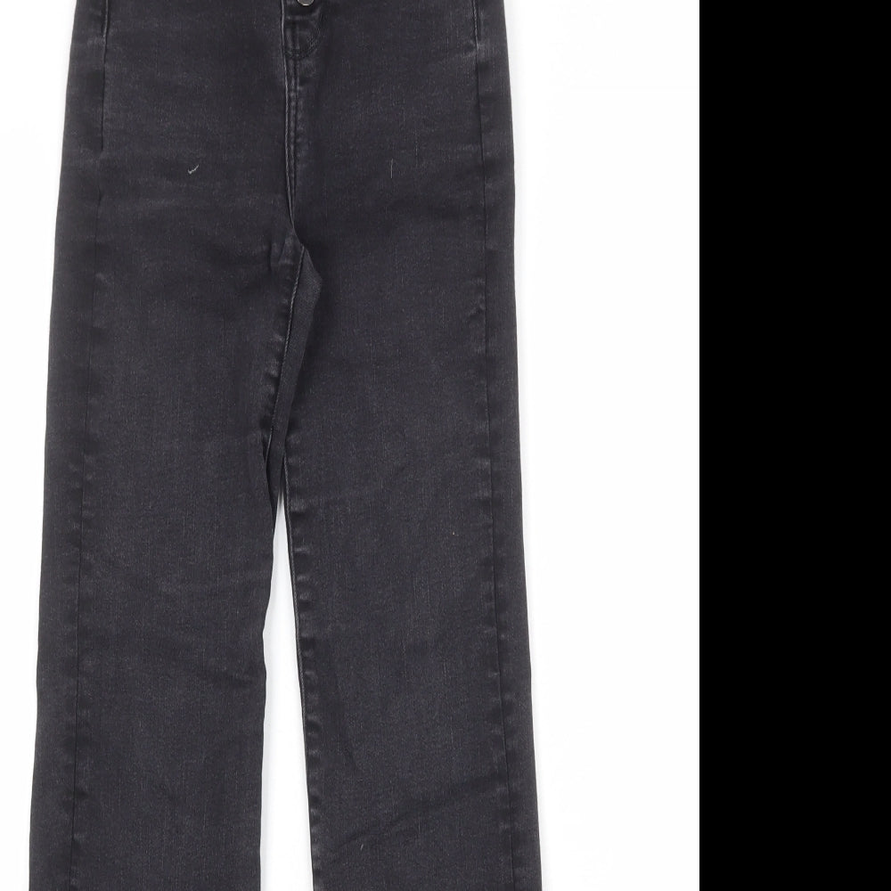 American Eagle Outfitters Womens Black Cotton Flared Jeans Size 24 in Regular Button