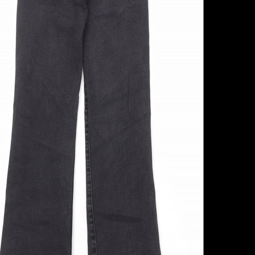 American Eagle Outfitters Womens Black Cotton Flared Jeans Size 24 in Regular Button