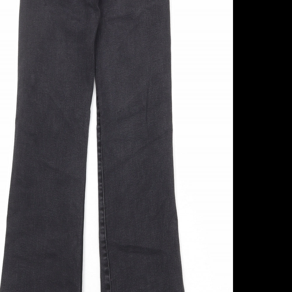 American Eagle Outfitters Womens Black Cotton Flared Jeans Size 24 in Regular Button