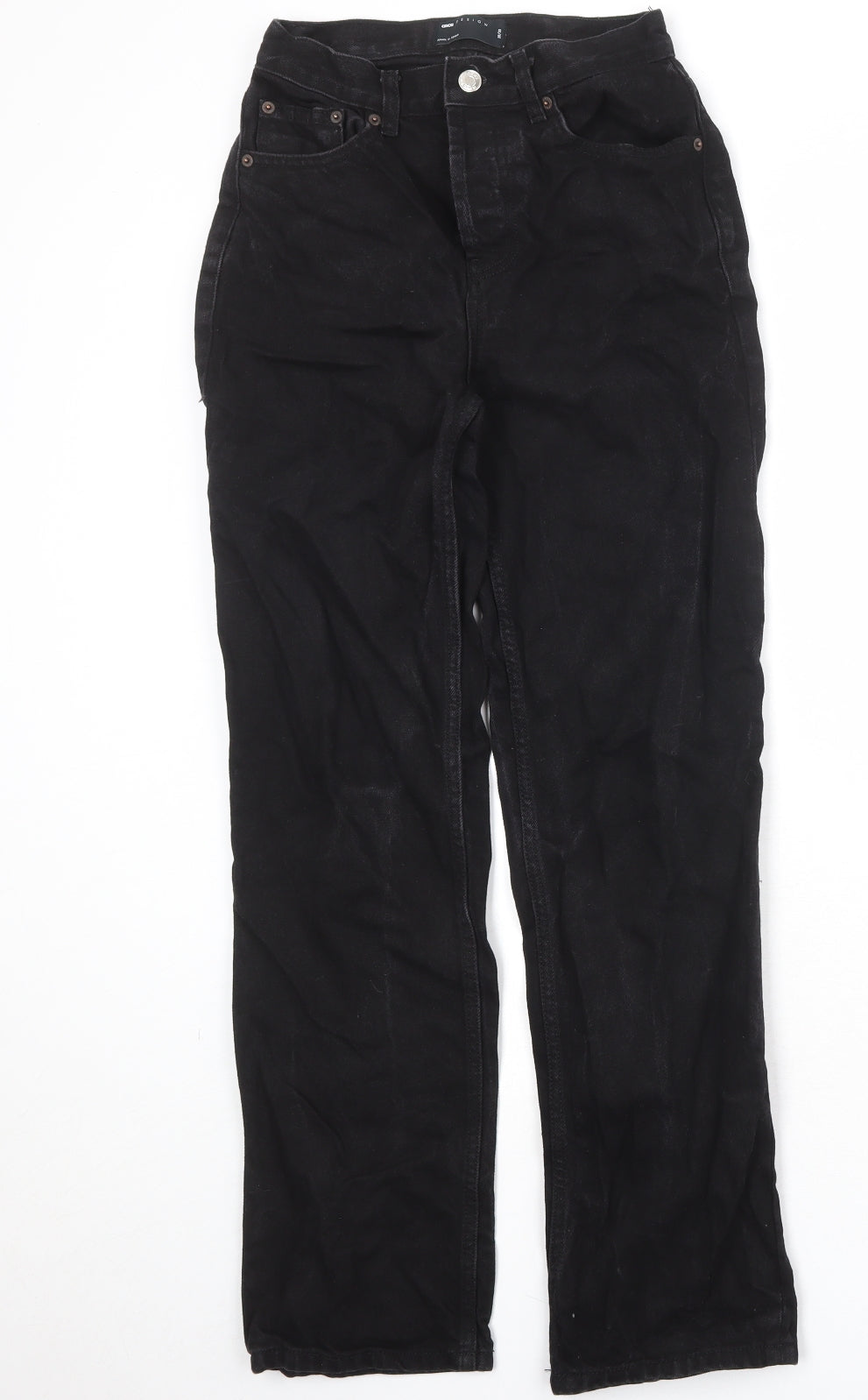 ASOS Mens Black Cotton Straight Jeans Size 25 in Regular Button