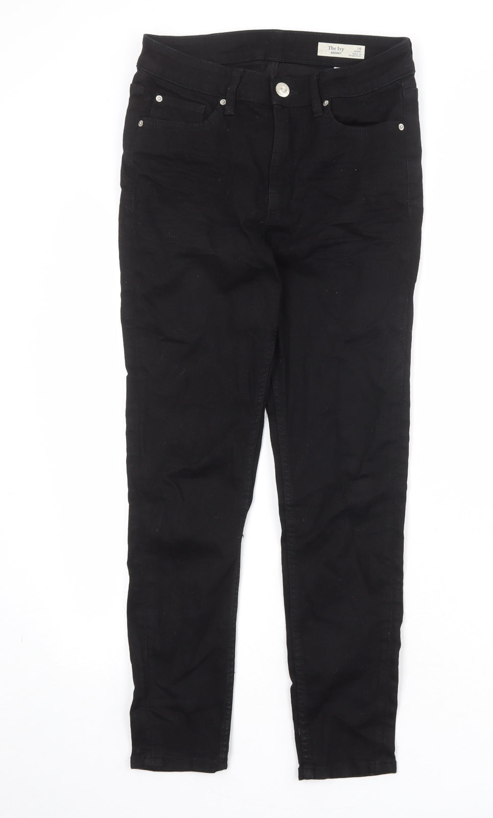 Marks and Spencer Womens Black Cotton Skinny Jeans Size 10 Regular Zip