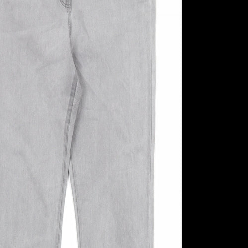 Bonmarché Womens Grey Cotton Skinny Jeans Size 16 Slim Zip