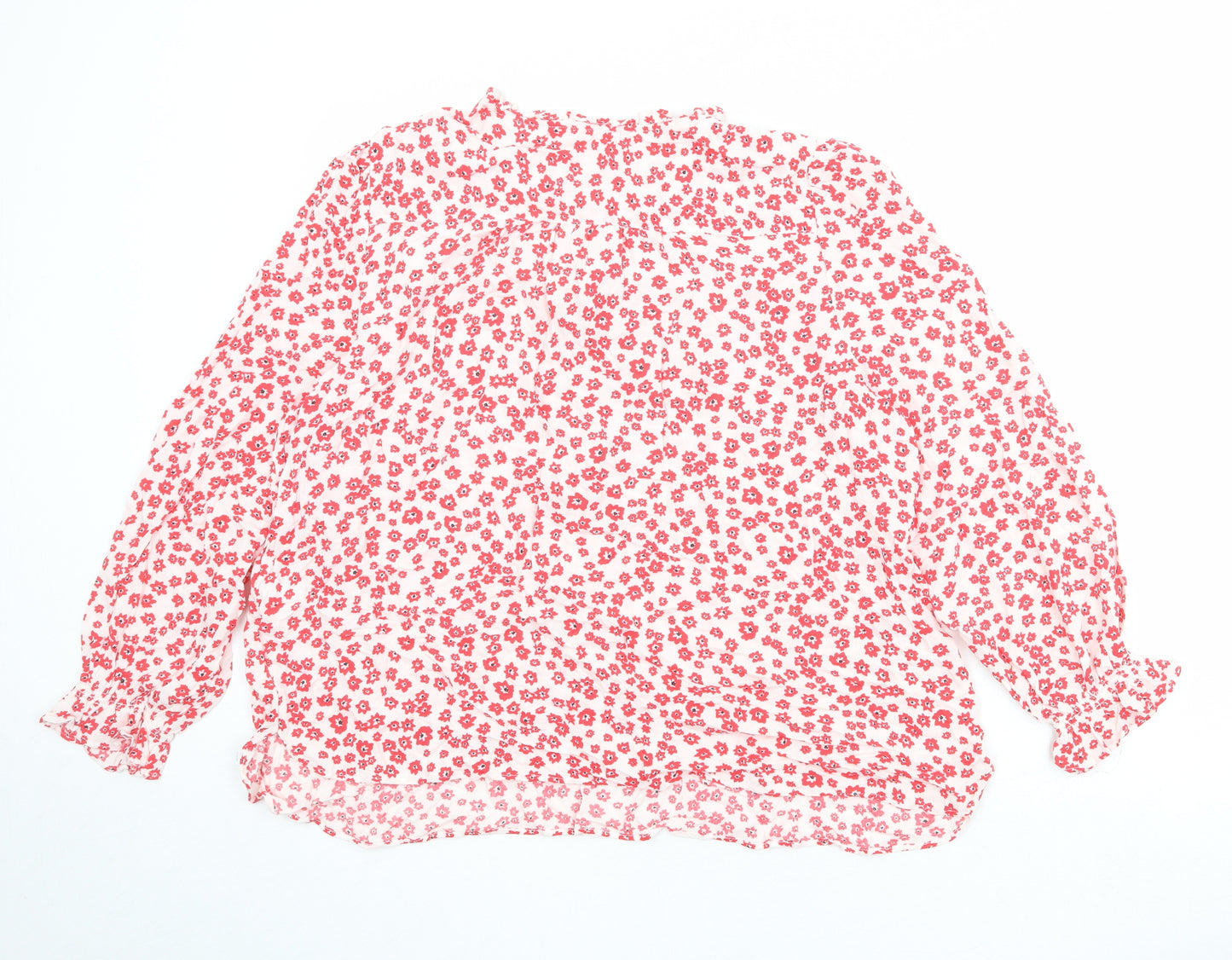 Marks and Spencer Womens White Floral Viscose Basic Blouse Size 20 V-Neck