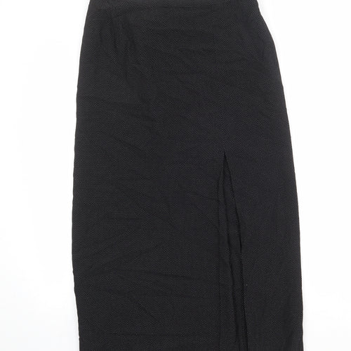 Minuet Womens Black Geometric Polyester A-Line Skirt Size 14 Zip