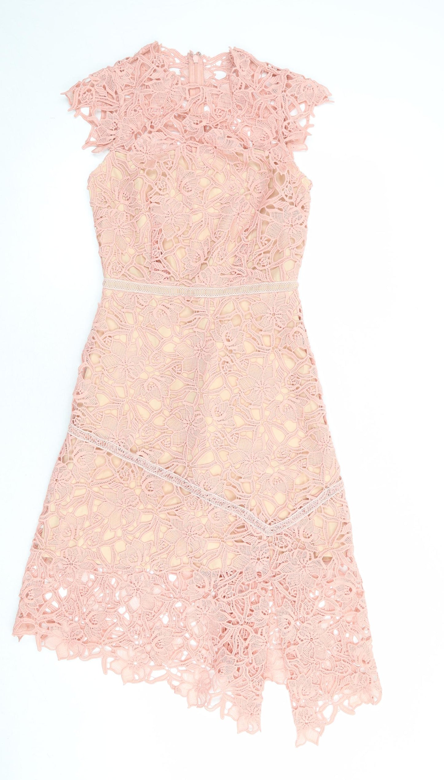 Reiss Womens Pink Polyester A-Line Size 6 Round Neck Zip