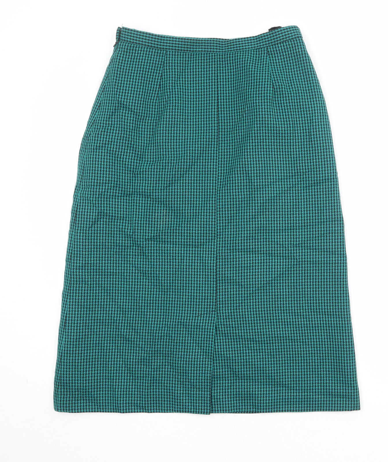 Eastex Womens Green Check Polyester A-Line Skirt Size 14 Zip
