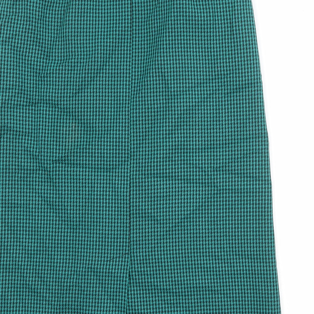 Eastex Womens Green Check Polyester A-Line Skirt Size 14 Zip