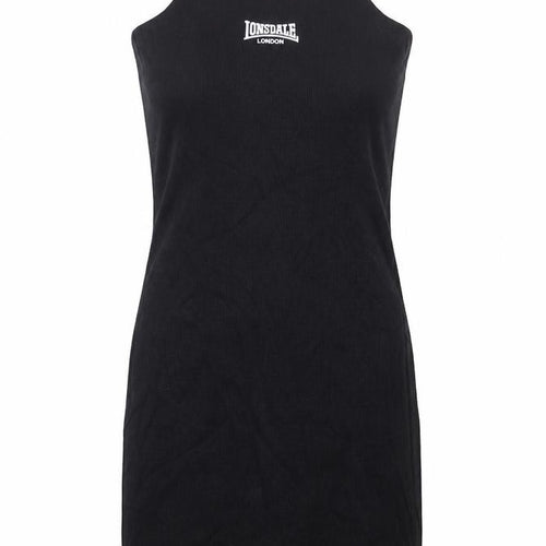 Lonsdale Womens Black Cotton Tank Dress Size 8 Round Neck Pullover