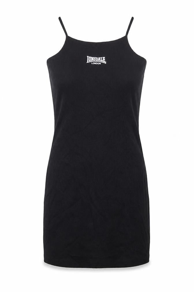 Lonsdale Womens Black Cotton Tank Dress Size 8 Round Neck Pullover