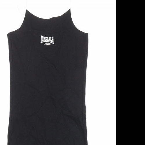 Lonsdale Womens Black Cotton Tank Dress Size 8 Round Neck Pullover