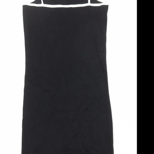 Lonsdale Womens Black Cotton Tank Dress Size 8 Round Neck Pullover