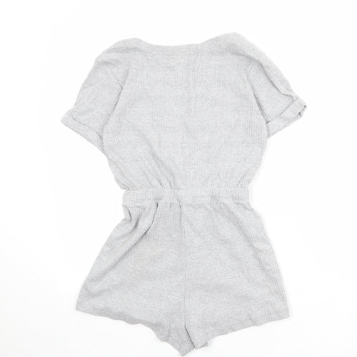 In the Style Womens Grey Cotton Playsuit One-Piece Size 4 Pullover