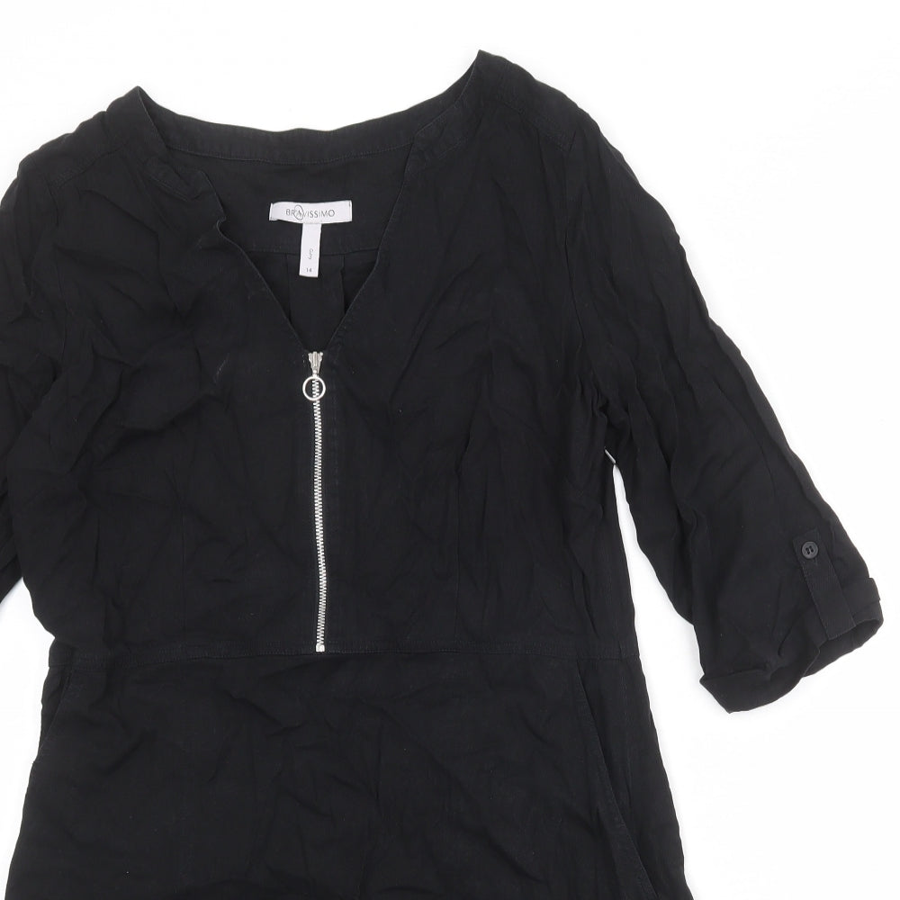 Bravissimo Womens Black Lyocell A-Line Size 14 V-Neck Zip
