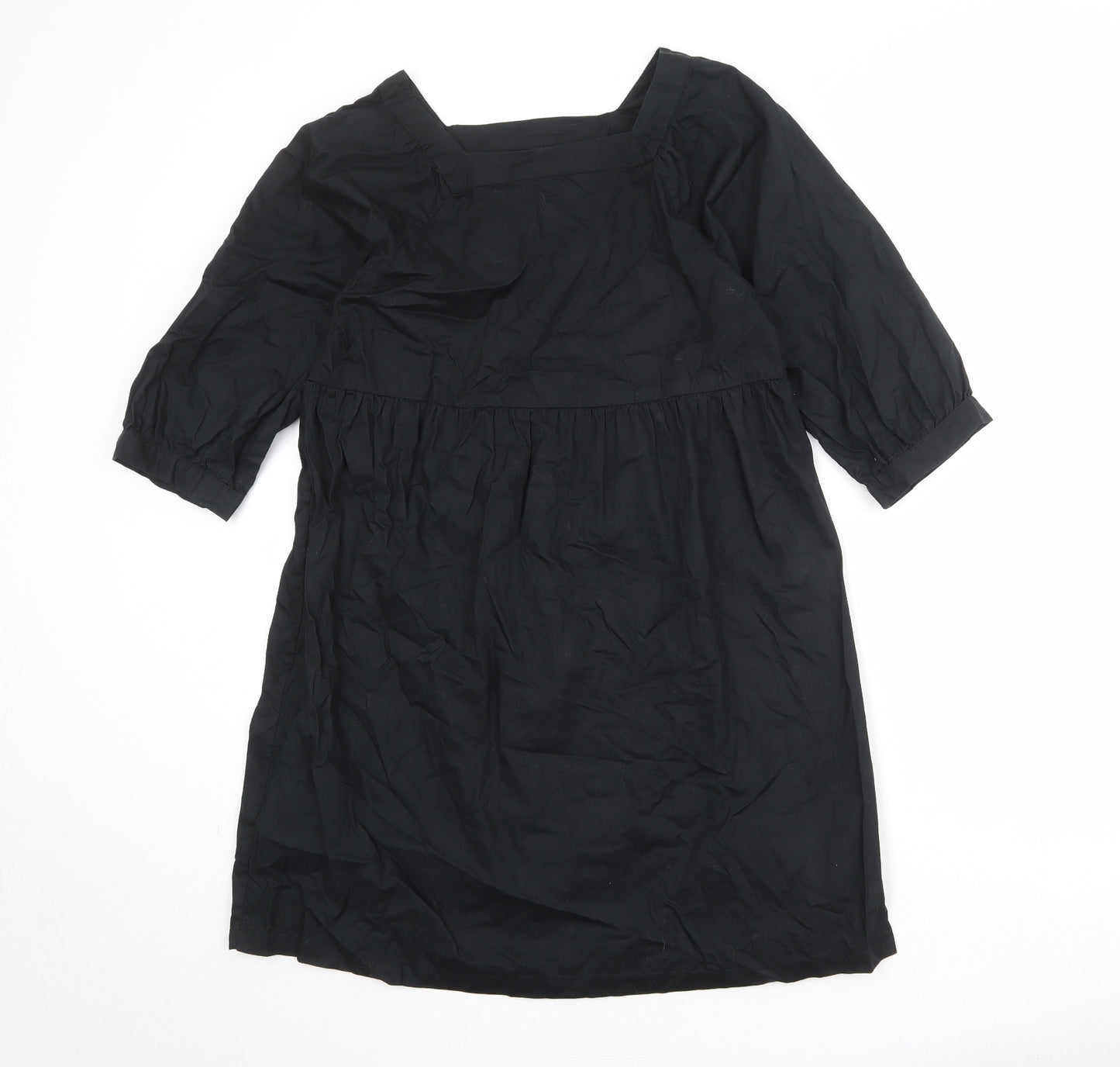 Monki Womens Black 100% Cotton A-Line Size XS Square Neck Pullover