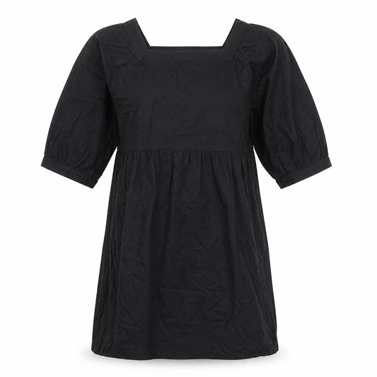 Front view of Monki women’s black 100% cotton a-line, size XS, square neck pullover