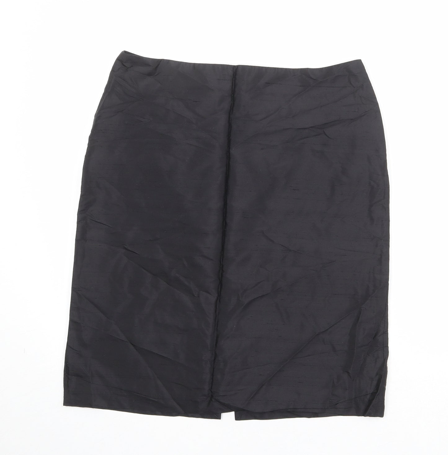 H&M Womens Black Silk A-Line Skirt Size 16 Zip