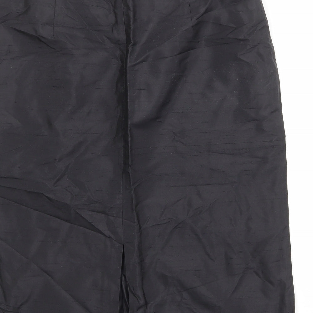 H&M Womens Black Silk A-Line Skirt Size 16 Zip
