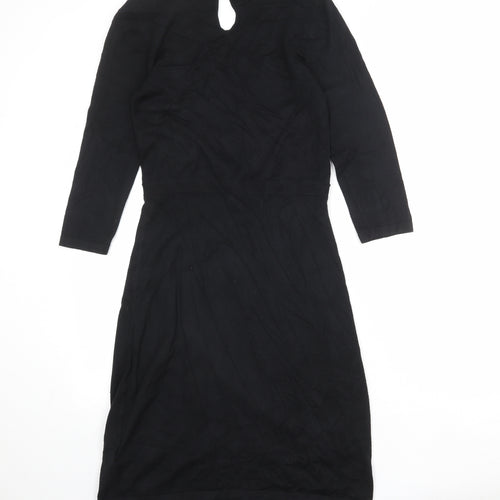 Esprit Womens Black Viscose A-Line Size M Round Neck Button