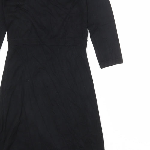 Esprit Womens Black Viscose A-Line Size M Round Neck Button