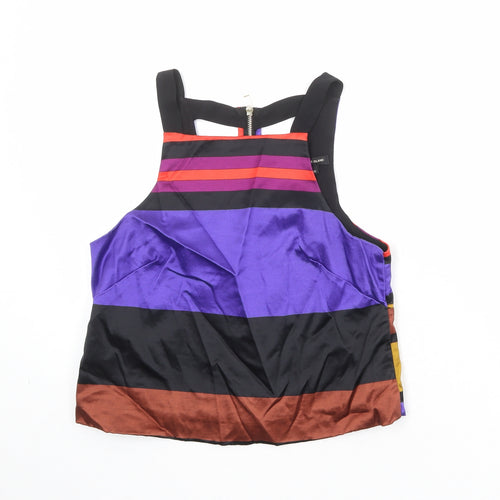 River Island Womens Multicoloured Striped Viscose Basic Tank Size 10 Square Neck