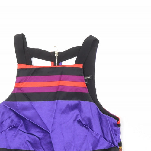 River Island Womens Multicoloured Striped Viscose Basic Tank Size 10 Square Neck