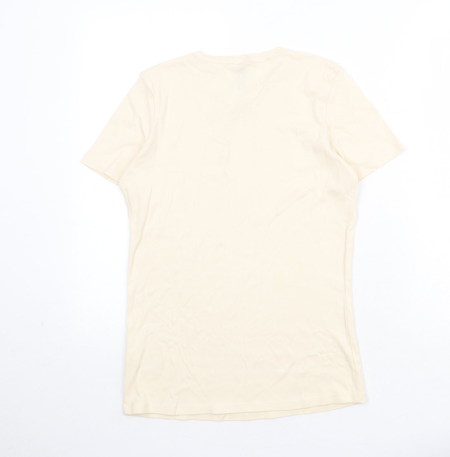 Marks and Spencer Womens Beige 100% Cotton Basic T-Shirt Size 14 Round Neck