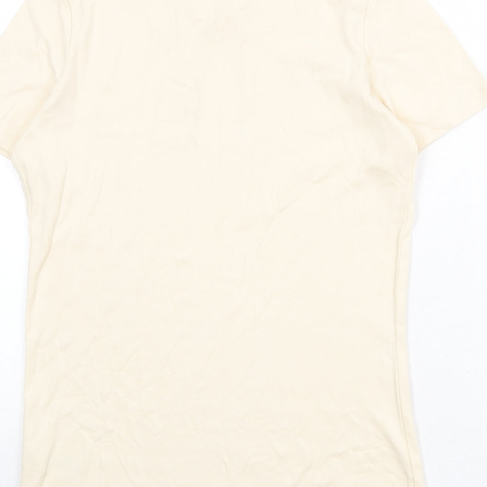 Marks and Spencer Womens Beige 100% Cotton Basic T-Shirt Size 14 Round Neck
