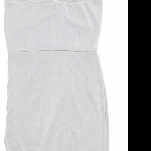 Boohoo Womens Grey Polyester Bodycon Size 12 V-Neck Pullover