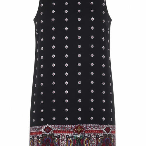 Staring at Stars Womens Black Geometric Polyester Tank Dress Size L Round Neck Button