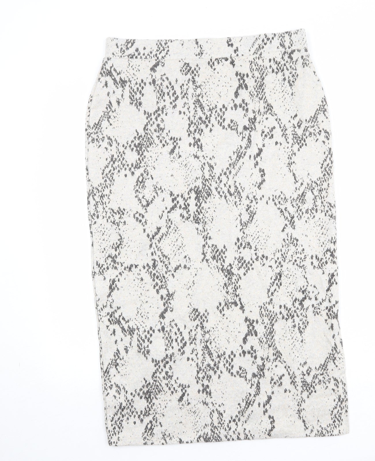 Marks and Spencer Womens Beige Animal Print Viscose Straight & Pencil Skirt Size 14 - Snakeskin Pattern
