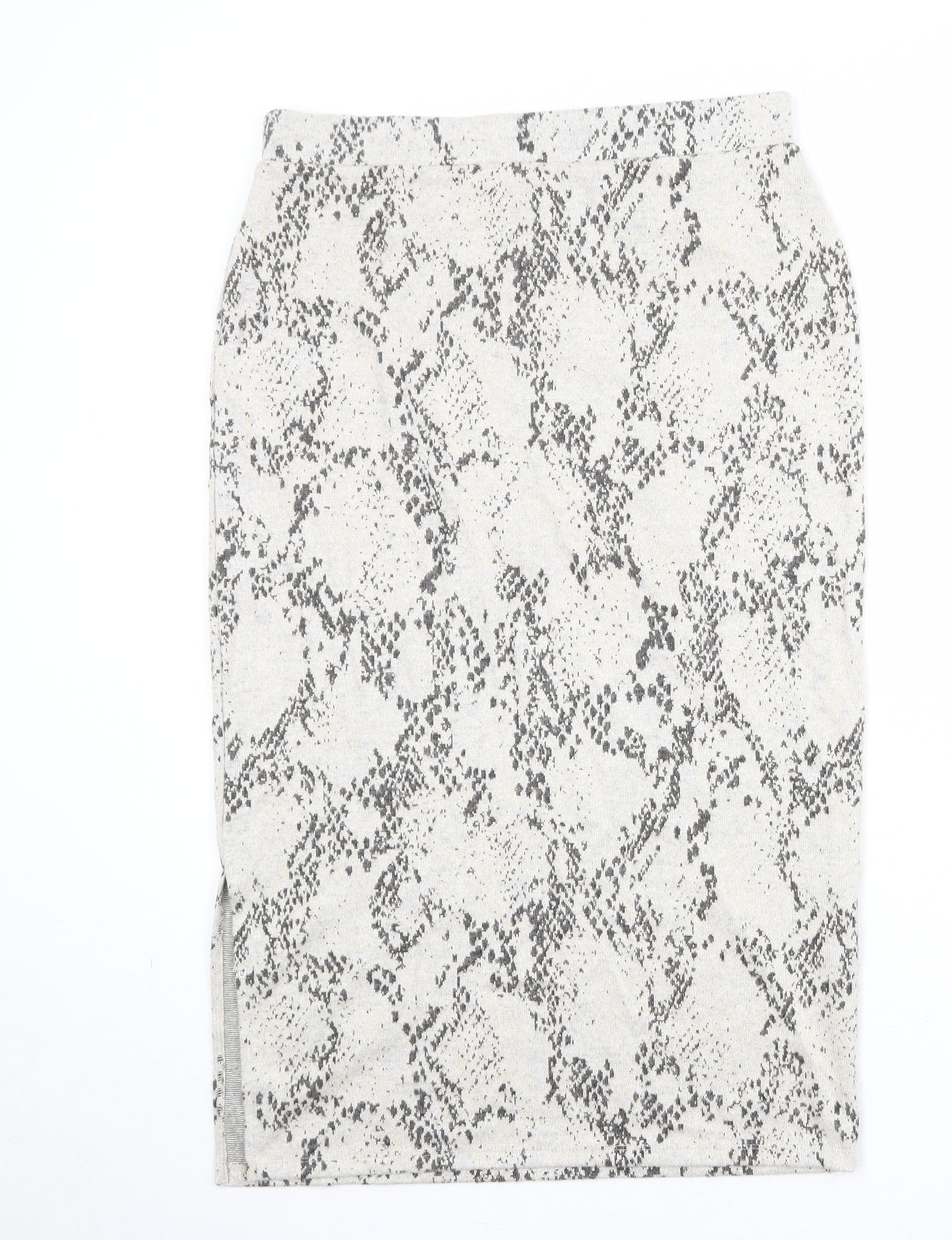 Marks and Spencer Womens Beige Animal Print Viscose Straight & Pencil Skirt Size 14 - Snakeskin Pattern